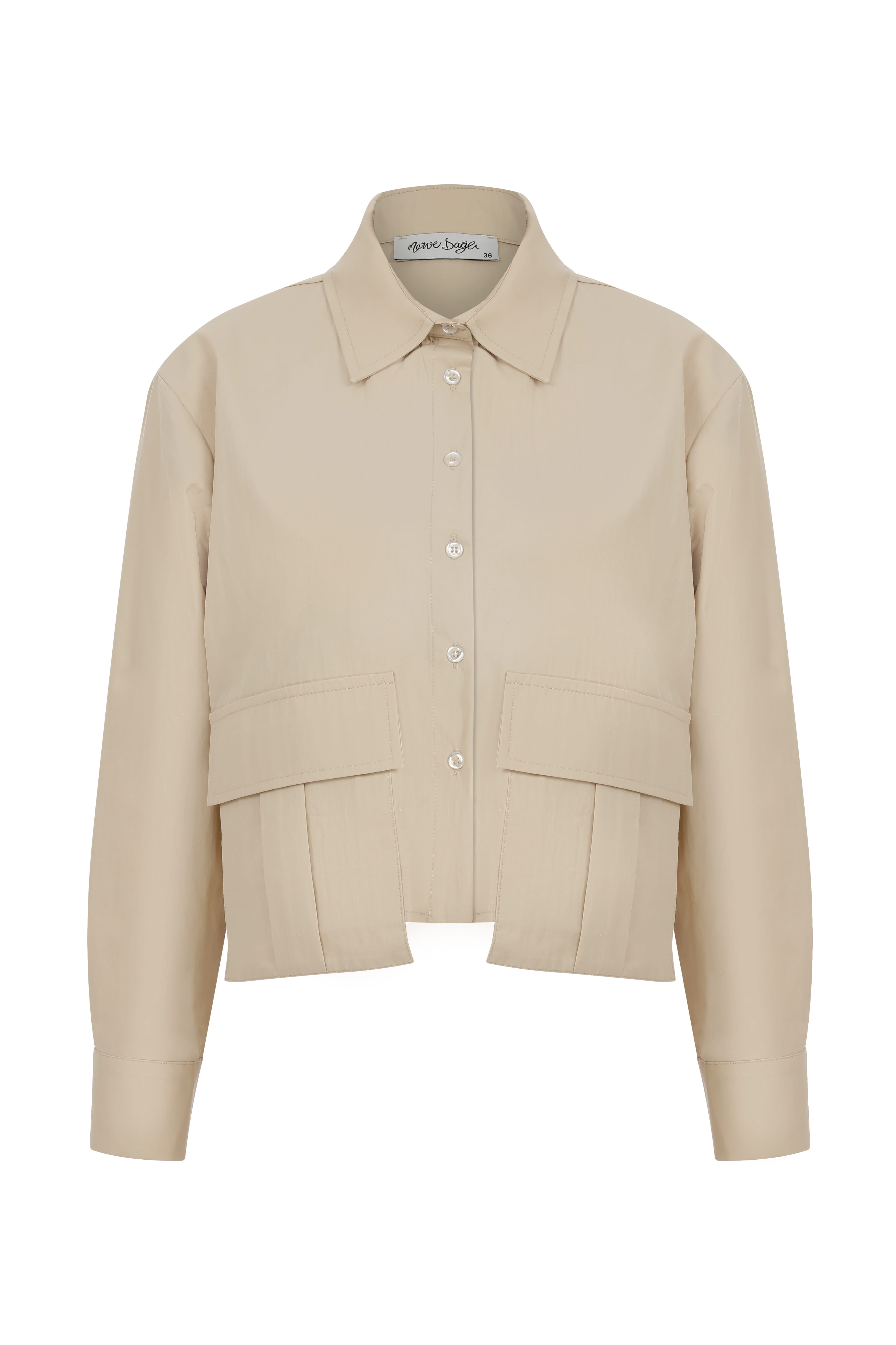 GABRIELLA Poplin Crop Beige Shirt